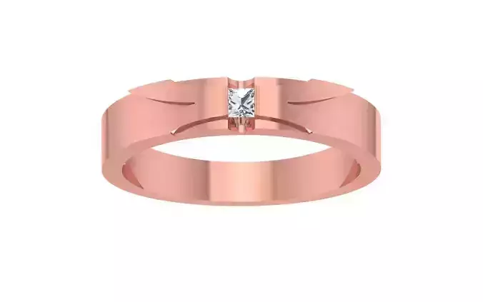 2mm Princess Cut Solitaire Wedding Band 3dm STL OBJ FBX Render 