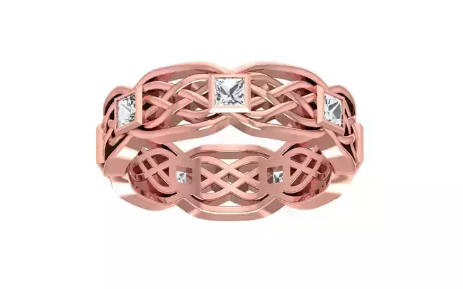 Round Diamond Women Wedding Band 3dm STL OBJ FBX Render Details