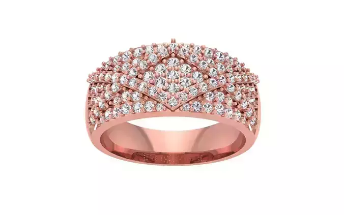 Round Diamond Women Wedding Band 3dm STL OBJ FBX Render Details