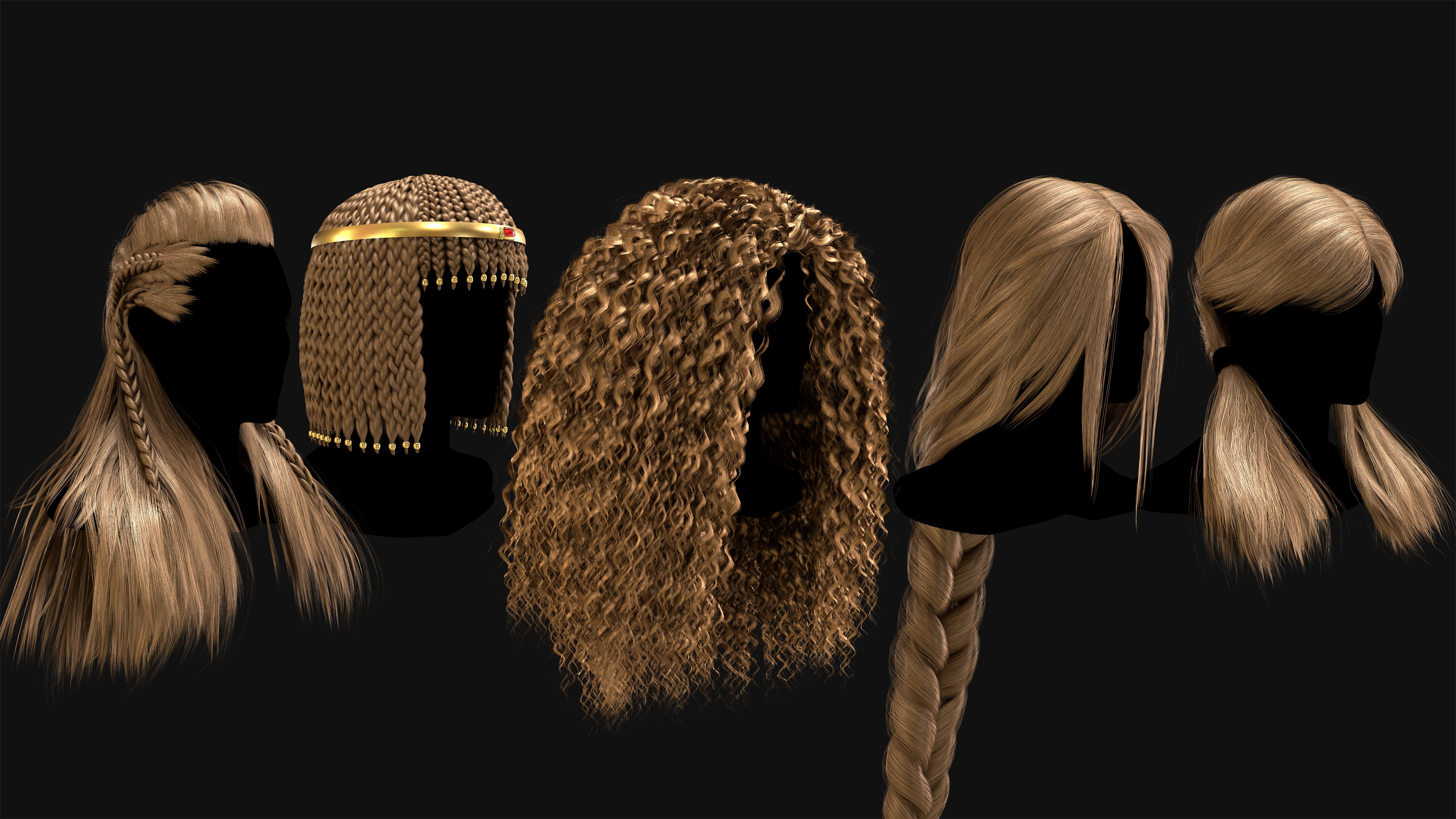 50 Professional Realtime Haircard Low-poly 3D model_21