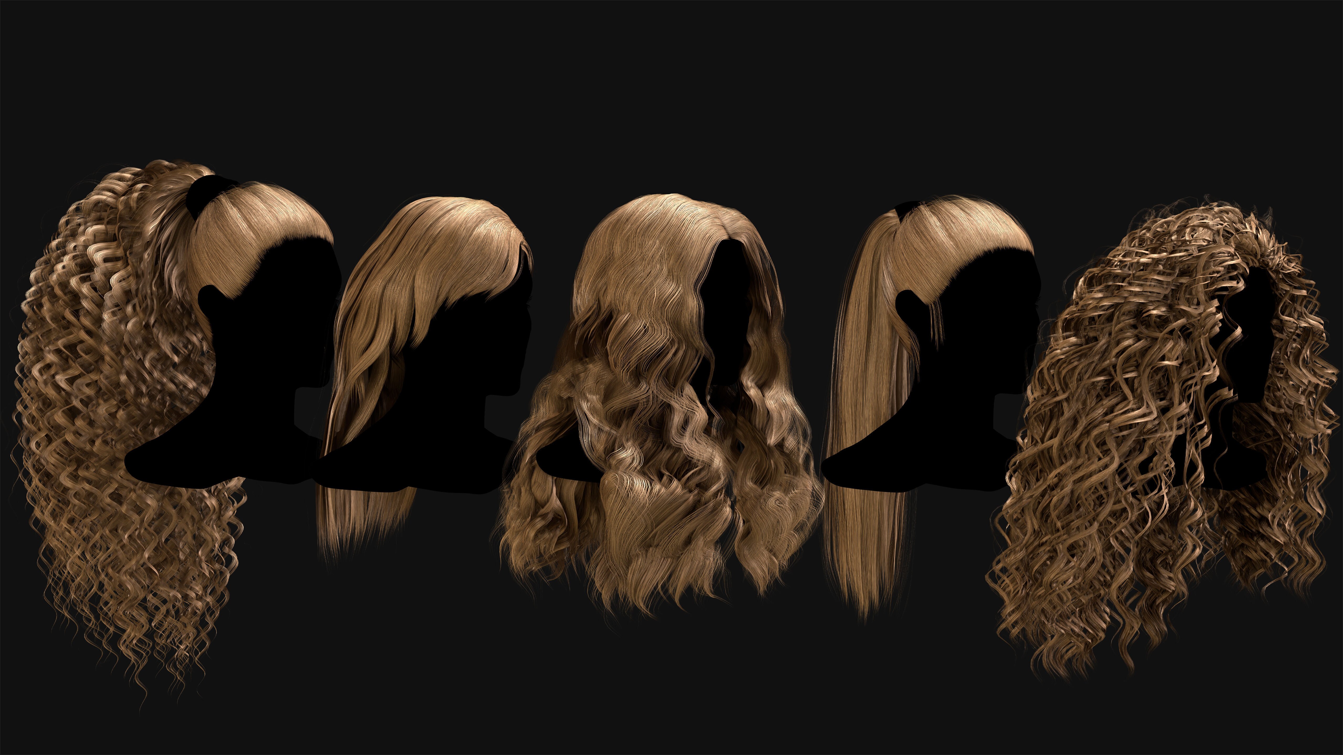 50 Professional Realtime Haircard Low-poly 3D model_17