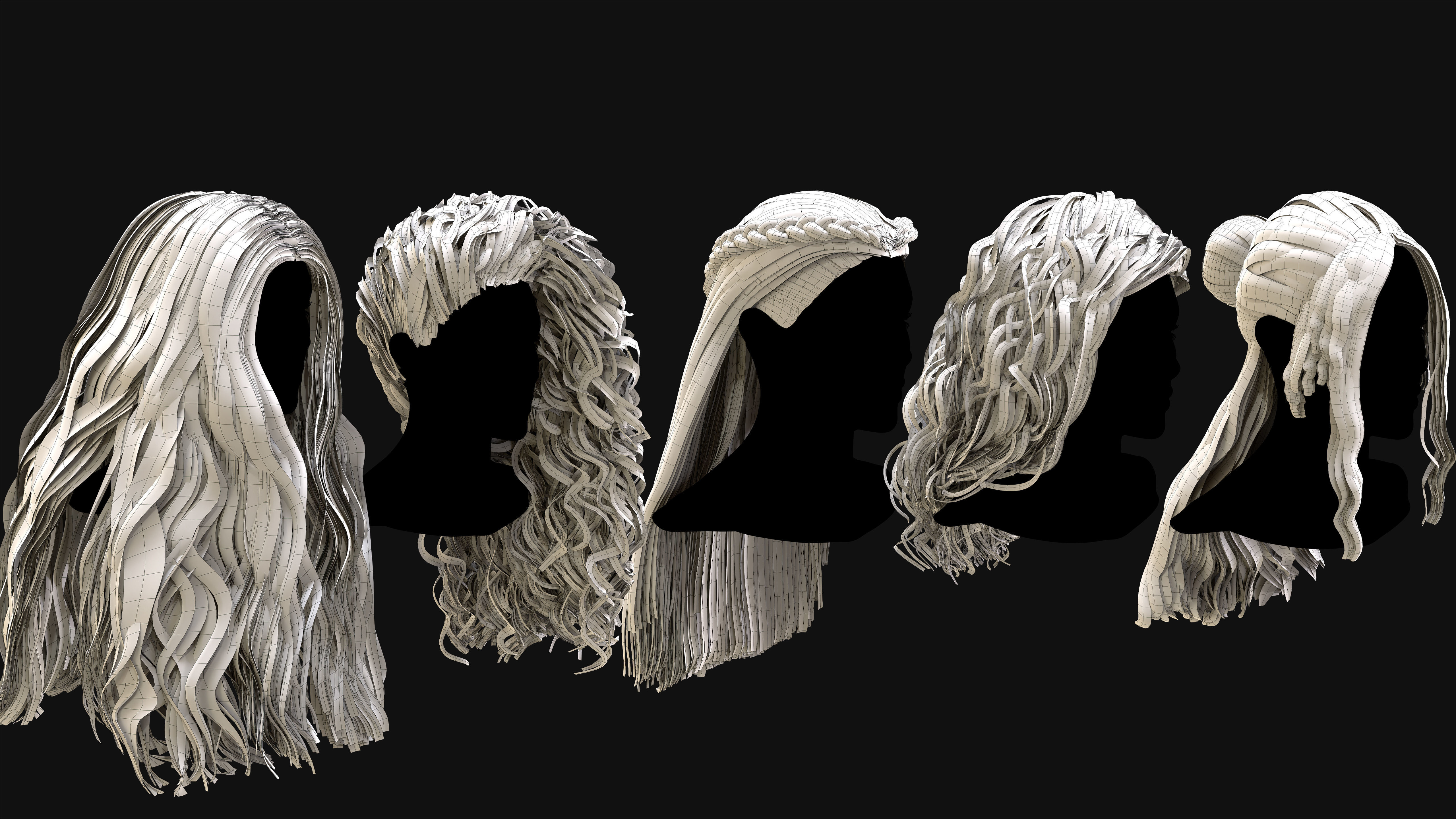 50 Professional Realtime Haircard Low-poly 3D model_16