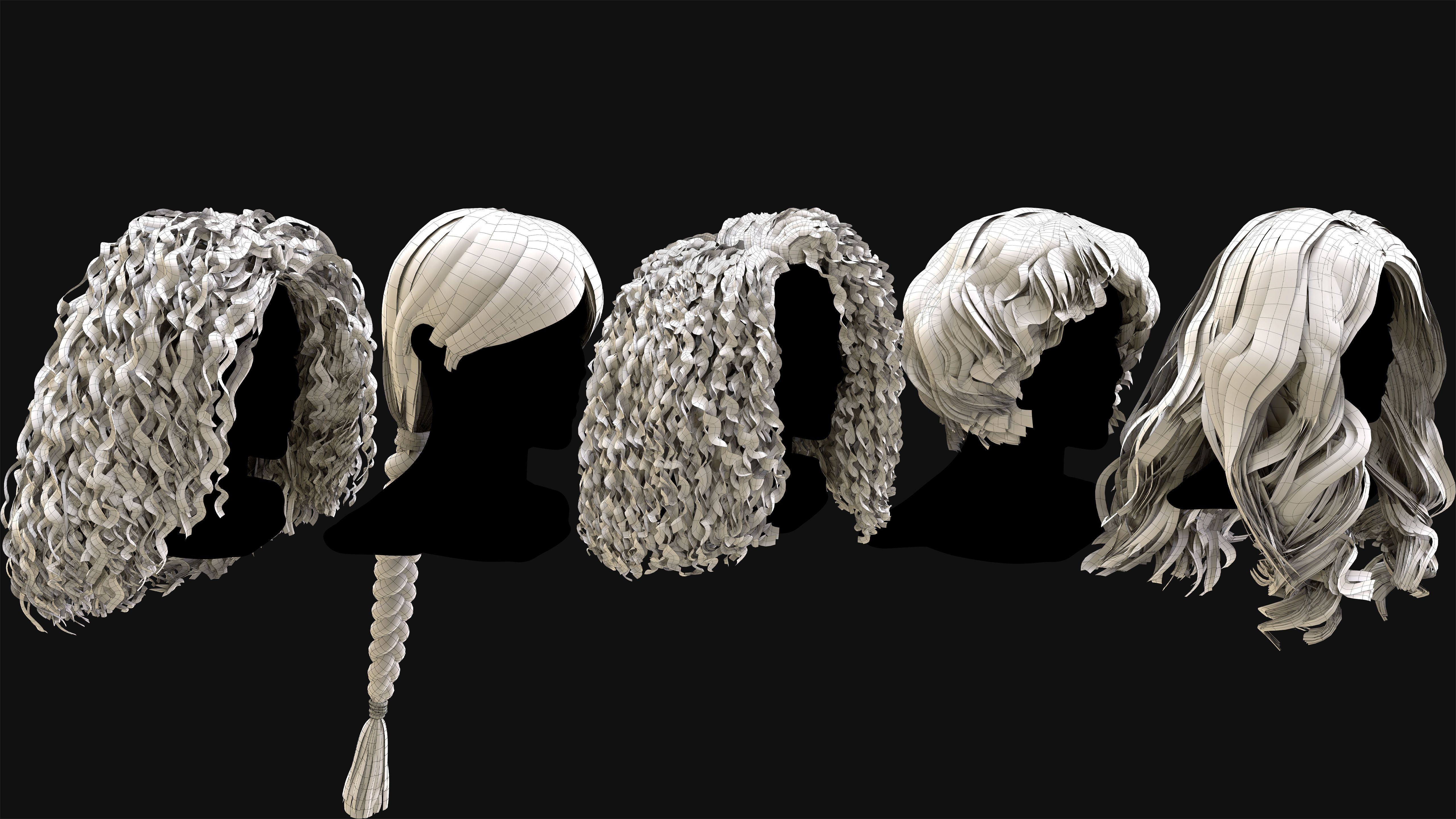 50 Professional Realtime Haircard Low-poly 3D model_12