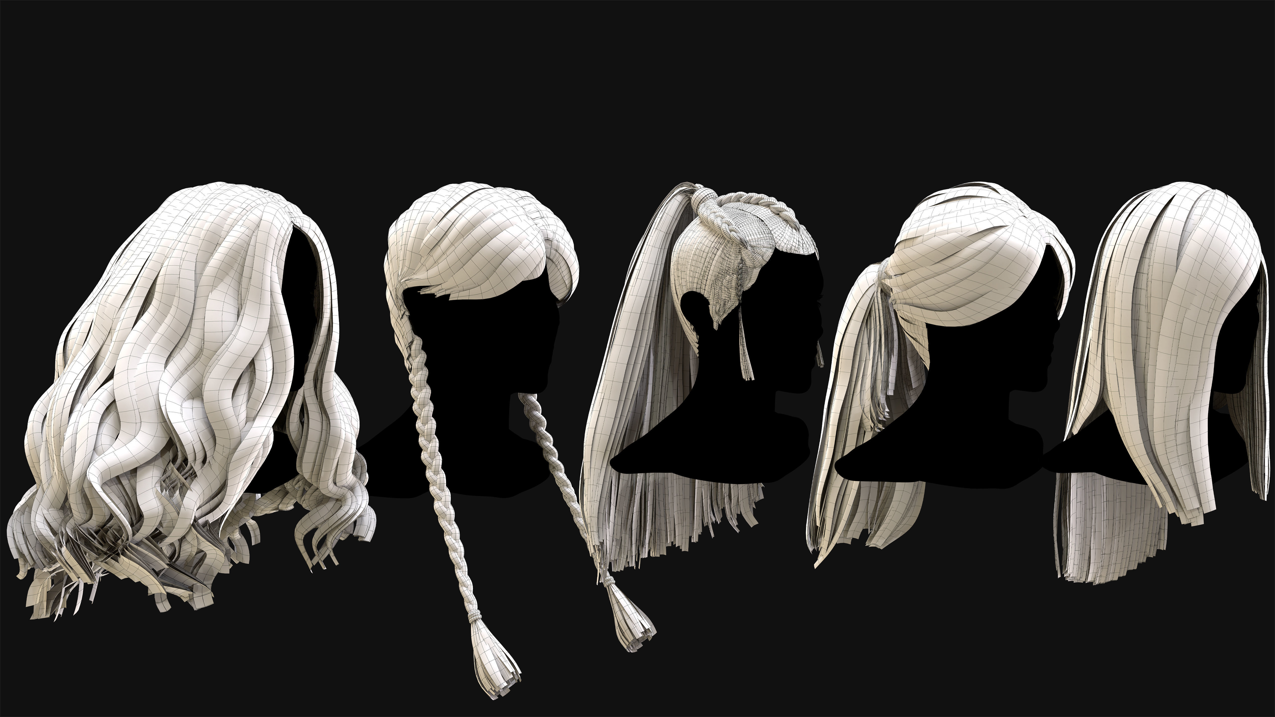 50 Professional Realtime Haircard Low-poly 3D model_10