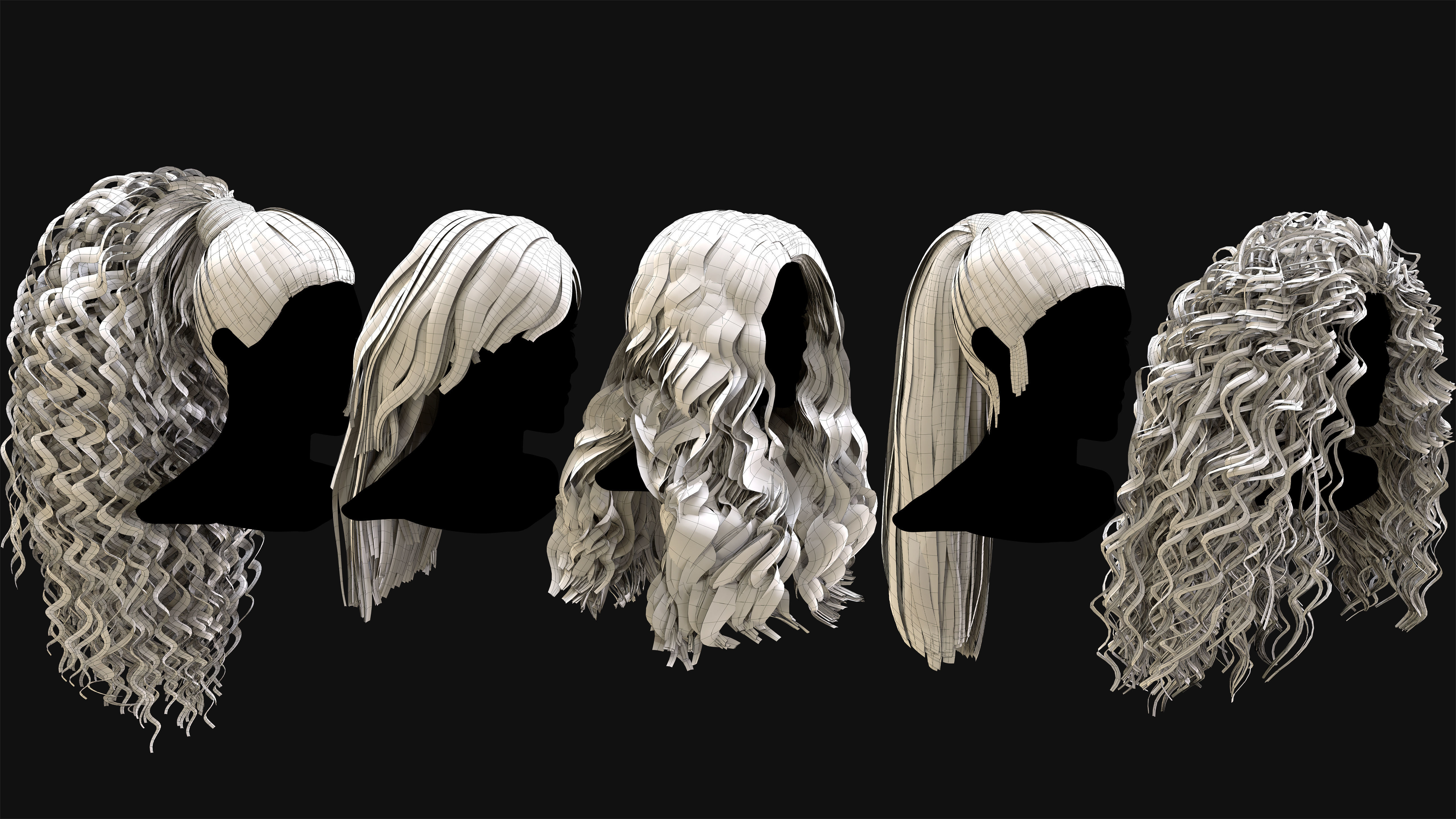 50 Professional Realtime Haircard Low-poly 3D model_18