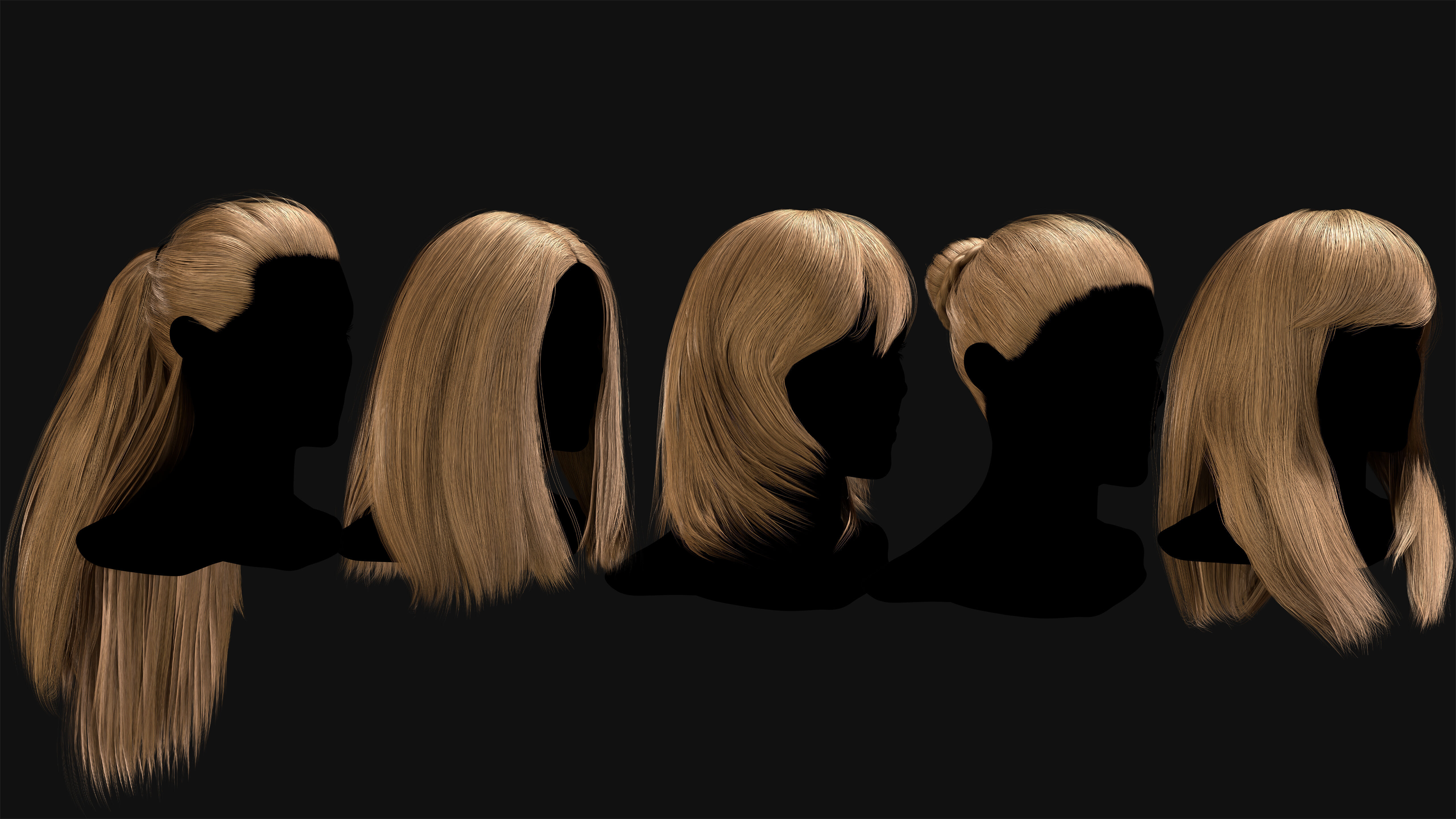 50 Professional Realtime Haircard Low-poly 3D model_3