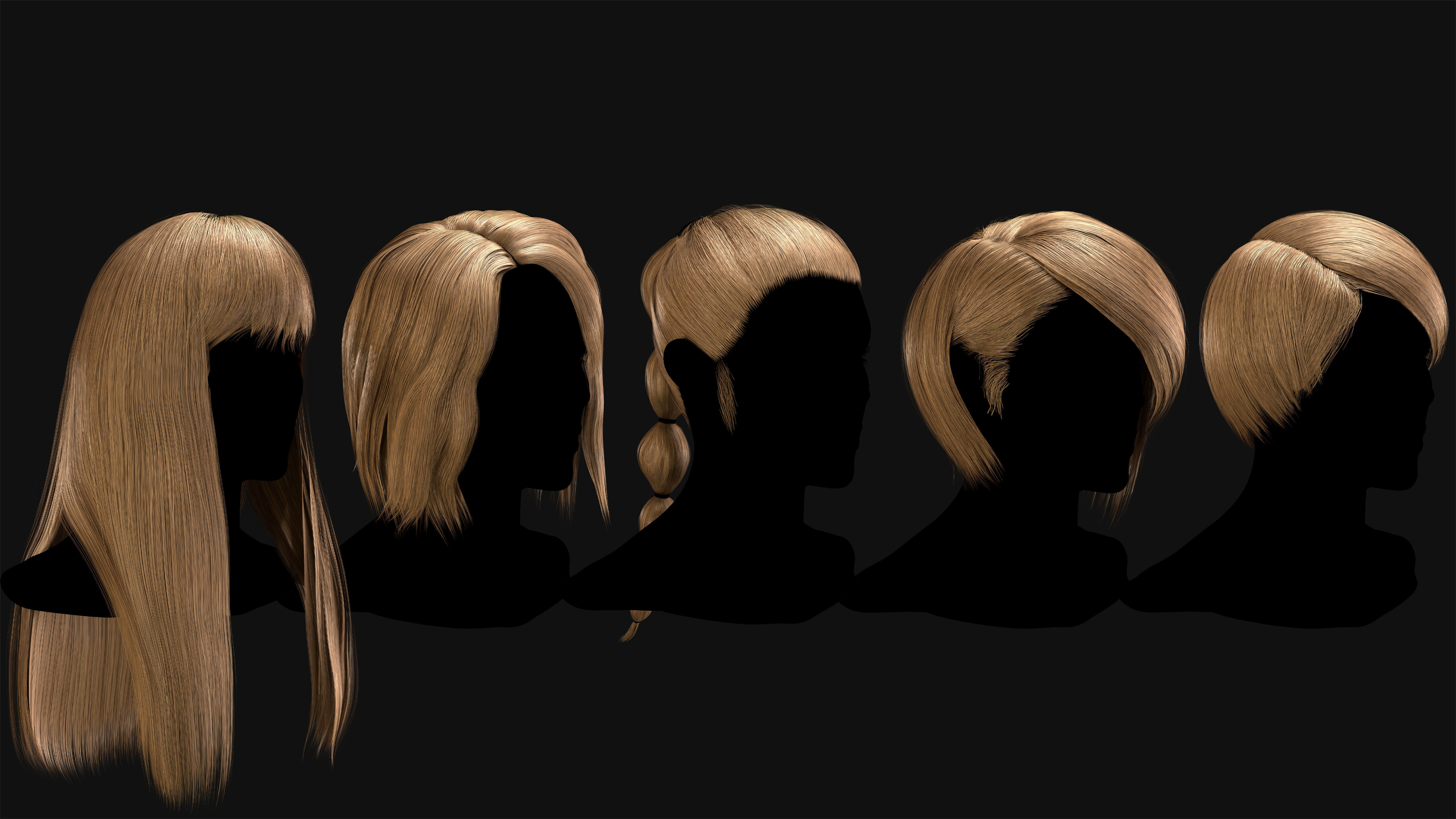 50 Professional Realtime Haircard Low-poly 3D model_5