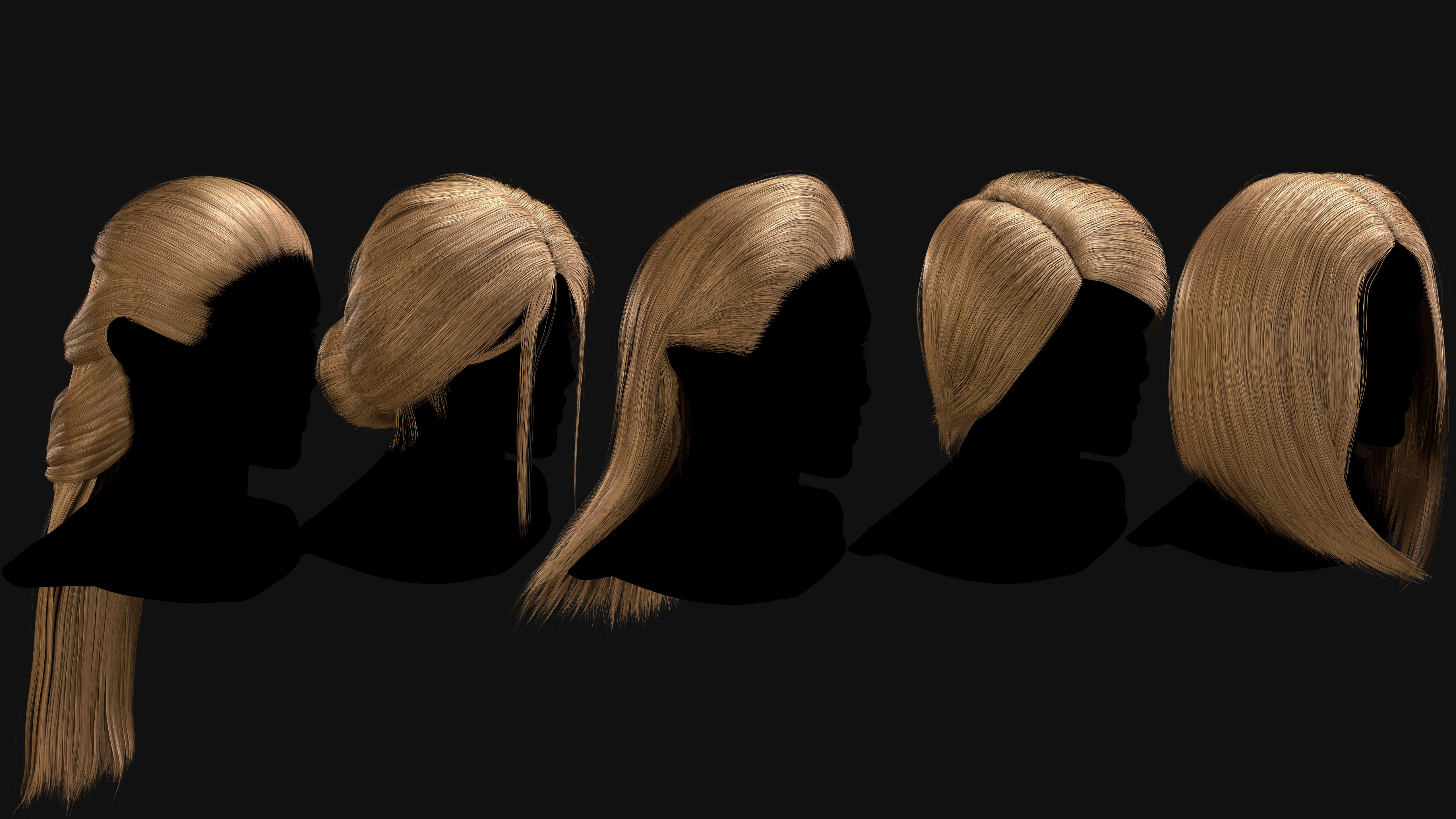 50 Professional Realtime Haircard Low-poly 3D model_7