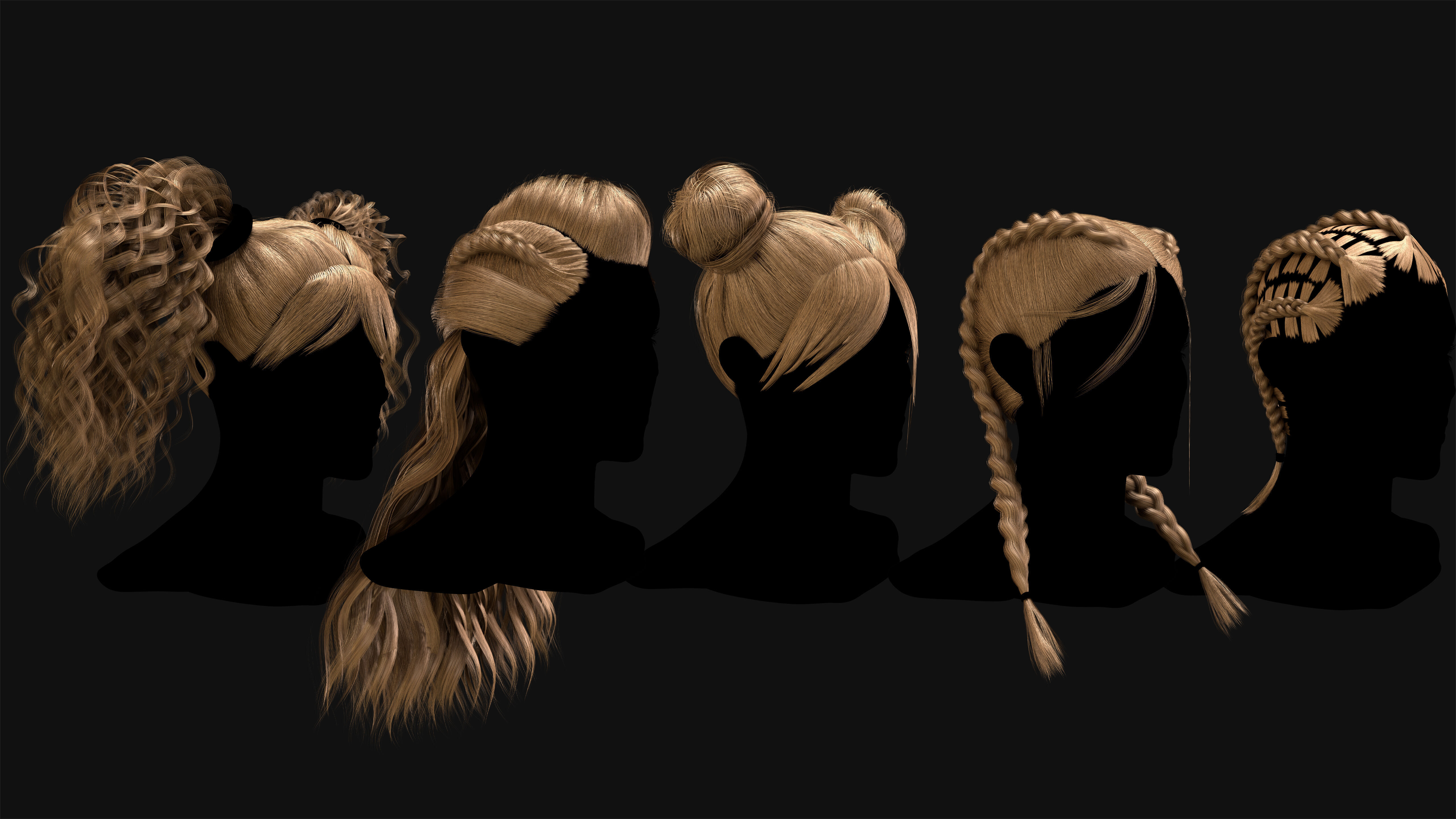 50 Professional Realtime Haircard Low-poly 3D model_19