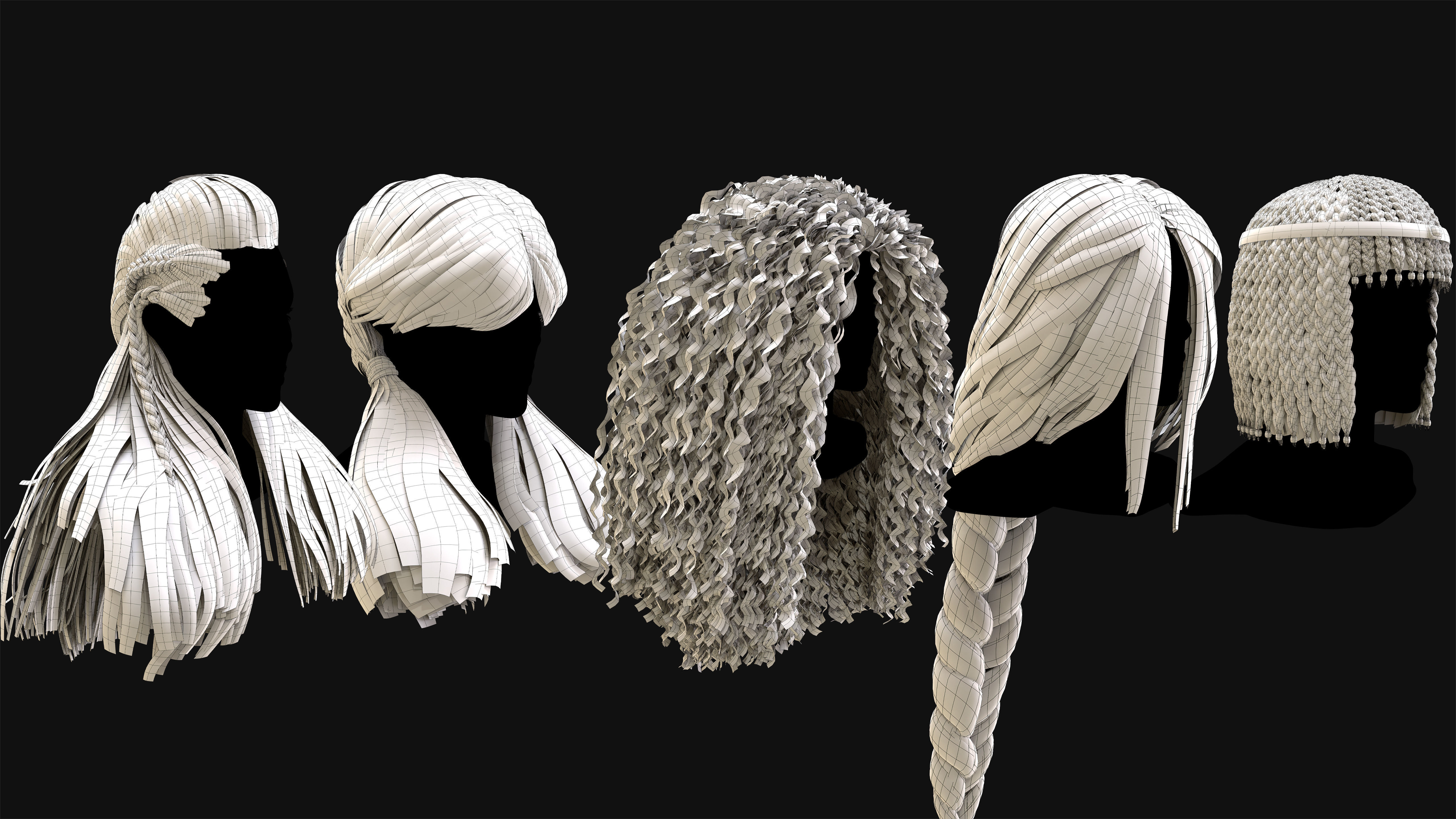 50 Professional Realtime Haircard Low-poly 3D model_22