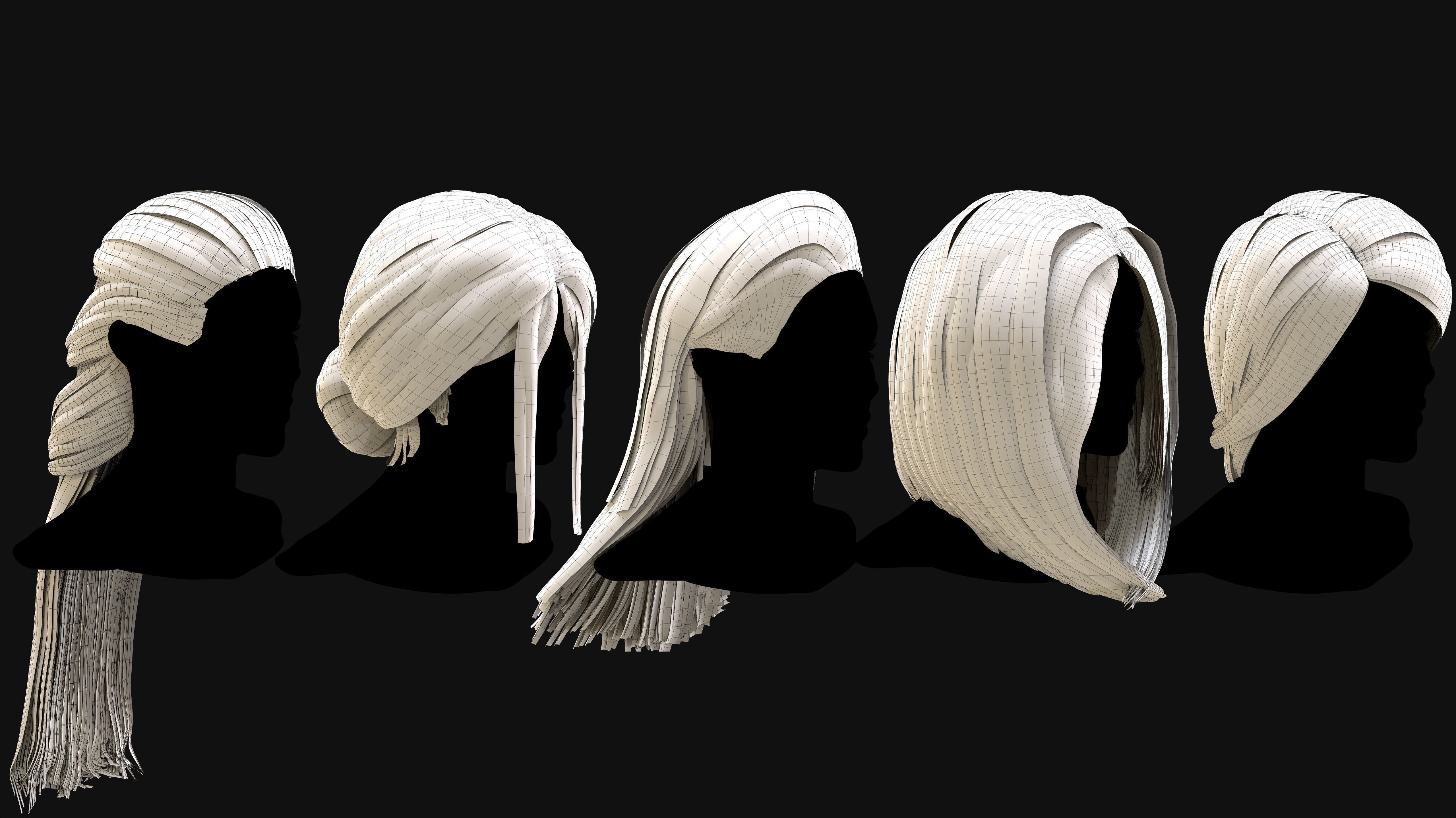 50 Professional Realtime Haircard Low-poly 3D model_8