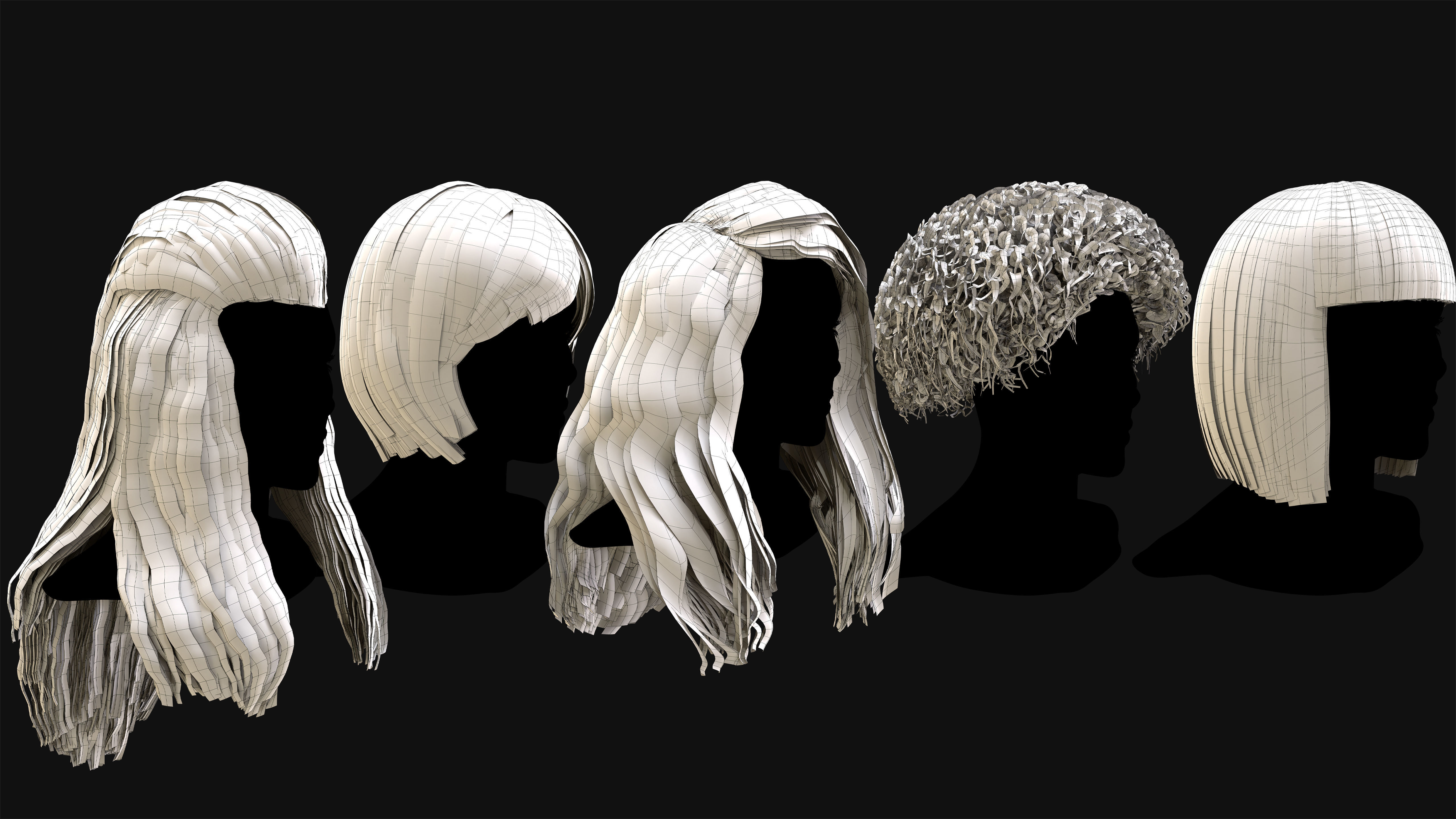 50 Professional Realtime Haircard Low-poly 3D model_14