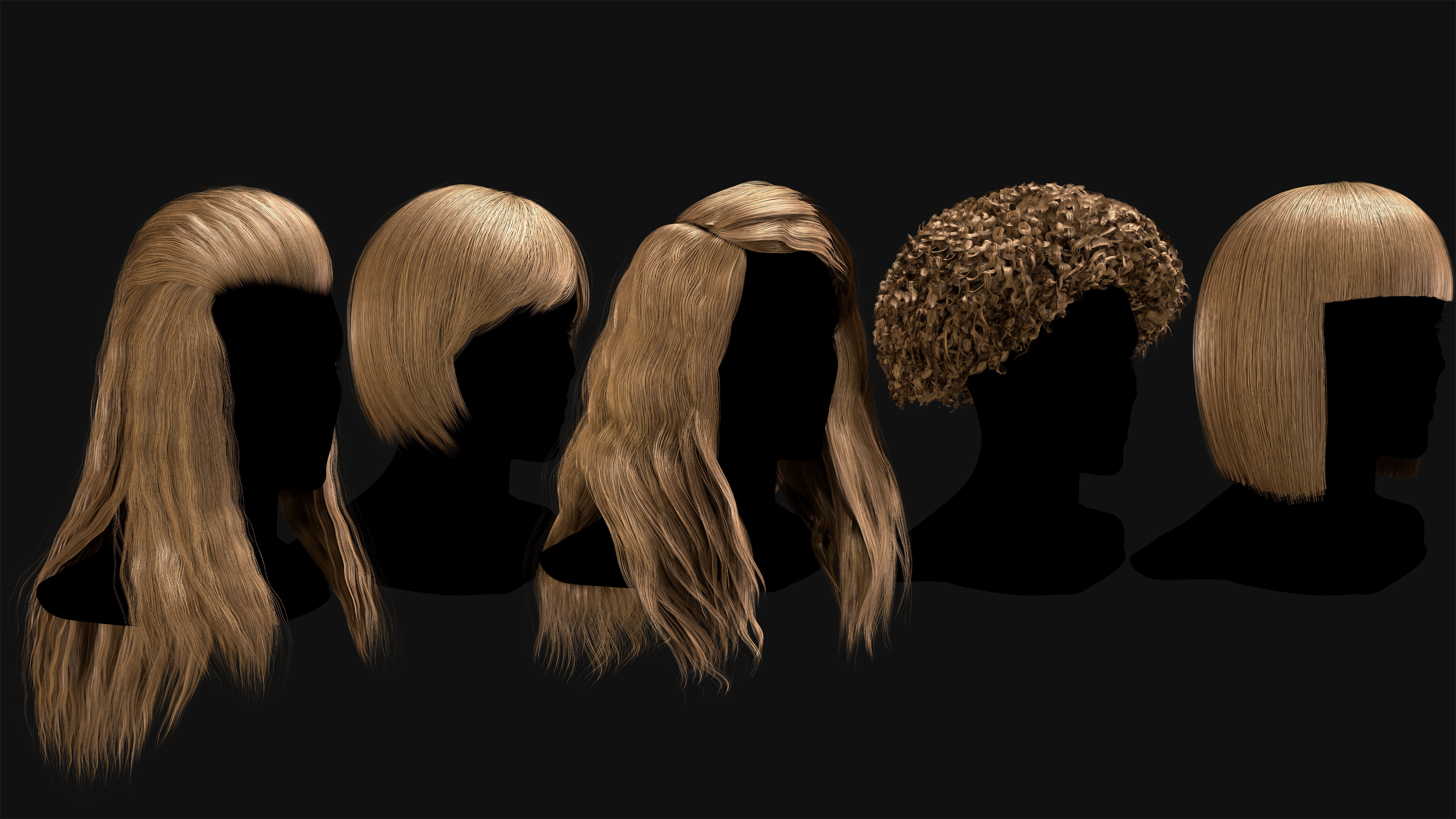 50 Professional Realtime Haircard Low-poly 3D model_13