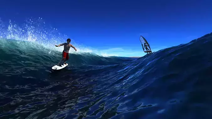 Summer surfing sea  3D model