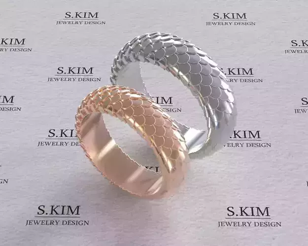 Fish scale wedding rings  3D print model