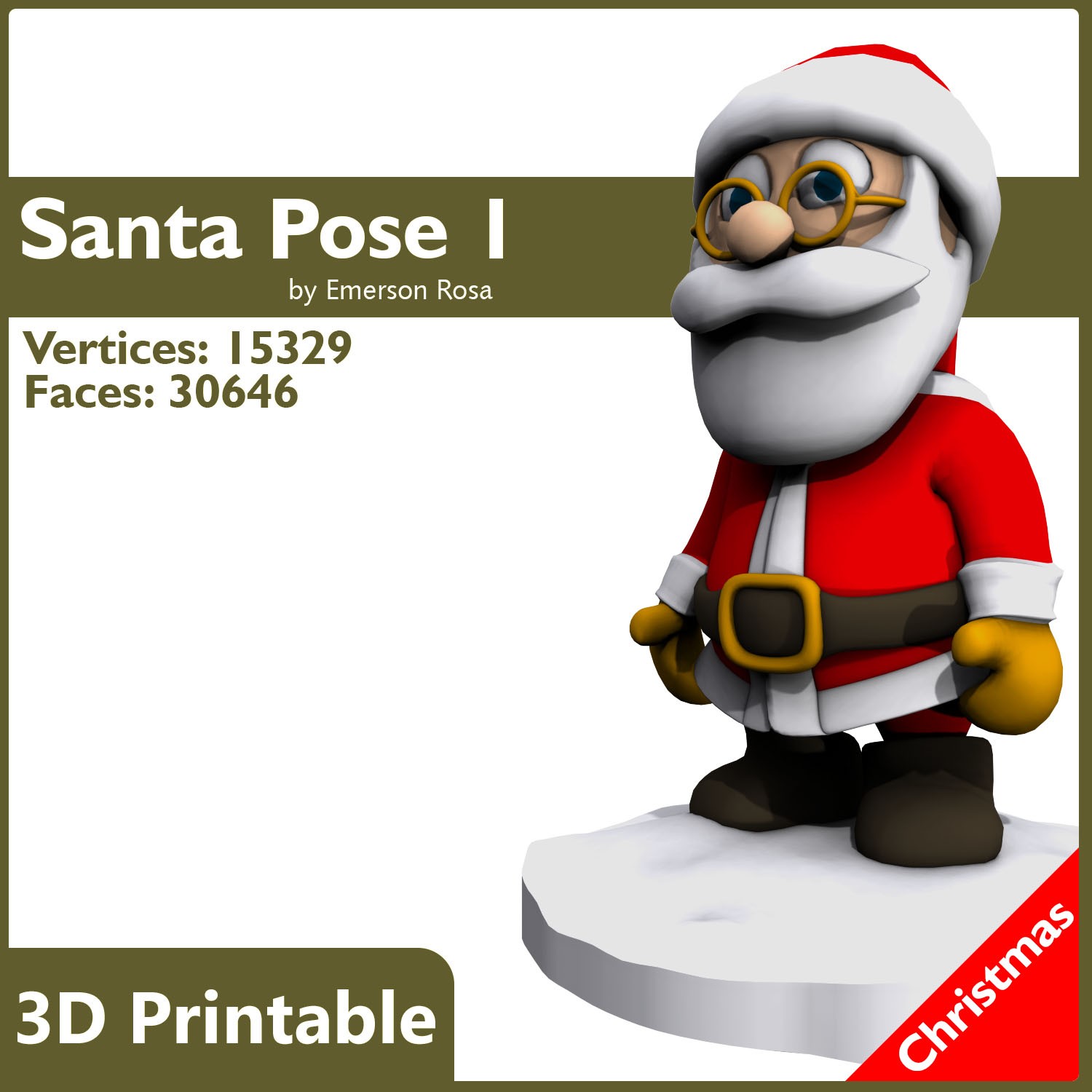 Pose 01 - Steady Santa 3D print model_7