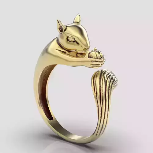 squirrel ring sterling  jewelry printable 3D model