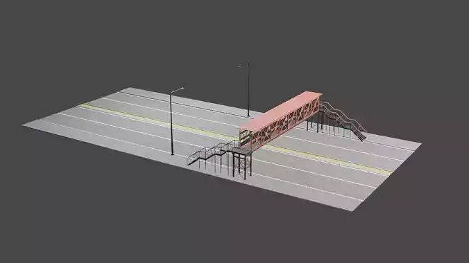 High Way Over Bridge With Stairs 3D Models 3D model