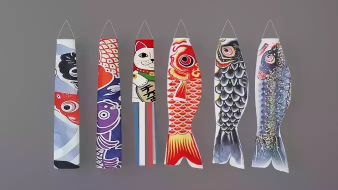 Koinobori Koi flag Japanese decor no wind