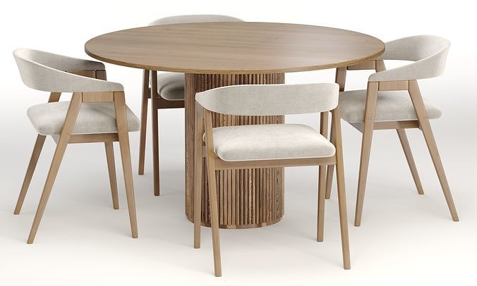 trevor chair with palaise dining table 3D model 3