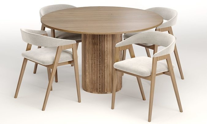 trevor chair with palaise dining table 3D model 5