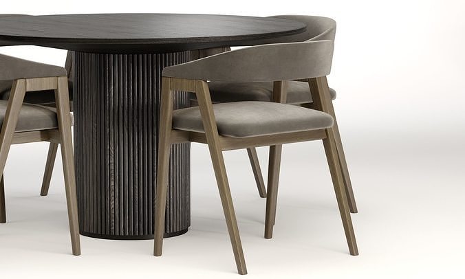 trevor chair with palaise dining table 3D model 6