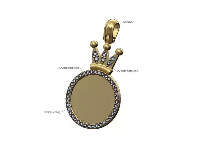 Diamond crown memory picture pendant