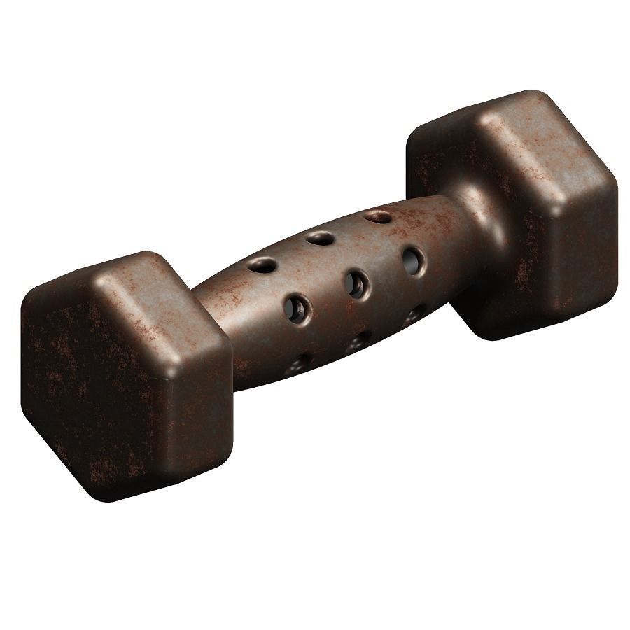 Rusty Iron Dumbbell 3D model_1