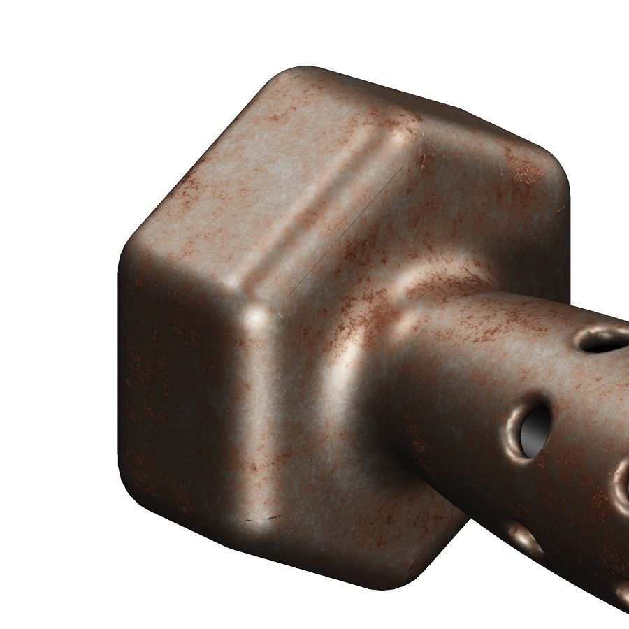 Rusty Iron Dumbbell 3D model_3