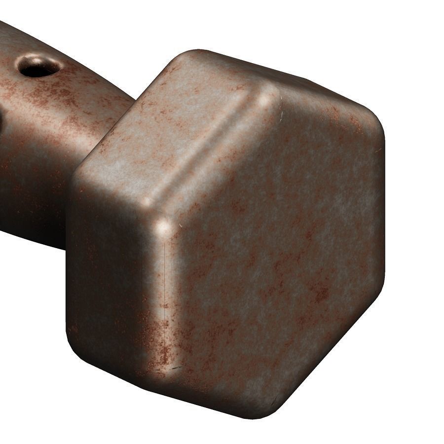 Rusty Iron Dumbbell 3D model_2