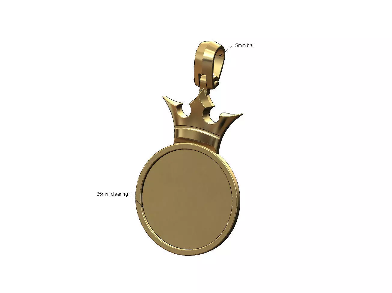 Simple crown memory picture pendant 3D print model