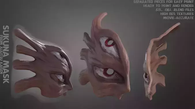 JuJuTsu Kaisen Sukuna Mask  for Cosplay 3D print model