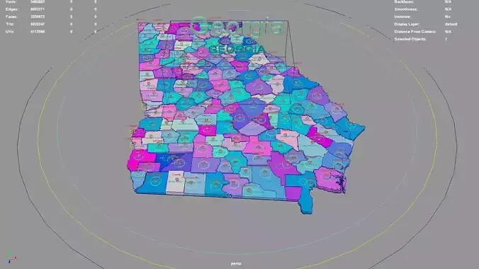 Georgia  United States USA map region 3D model geography 3D model