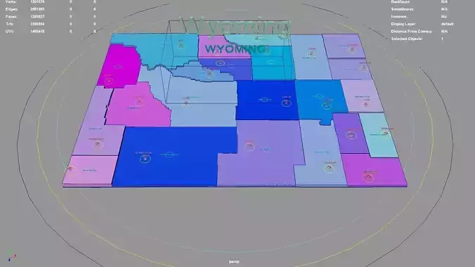 Wyoming  United States USA map region 3D model geography