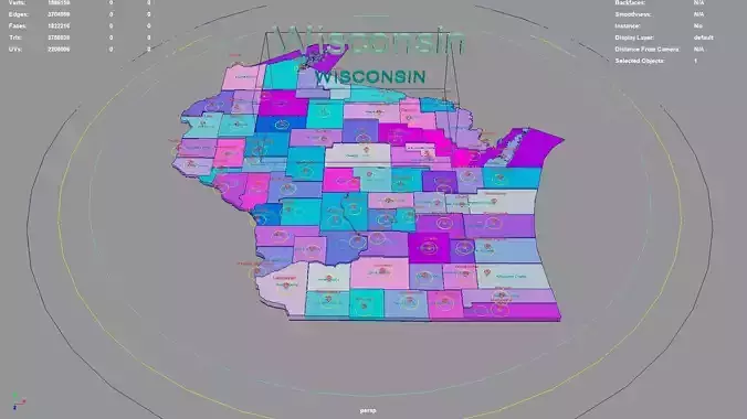 Wisconsin  United States USA map region 3D model geography 3D model