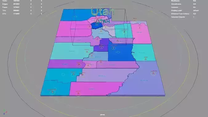 Utah  United States USA map region 3D model geography political 3D model