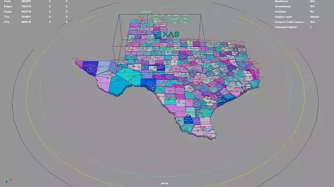 Texas  United States USA map region 3D model geography political 3D model