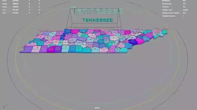Tennessee  United States USA map region 3D model geography 3D model