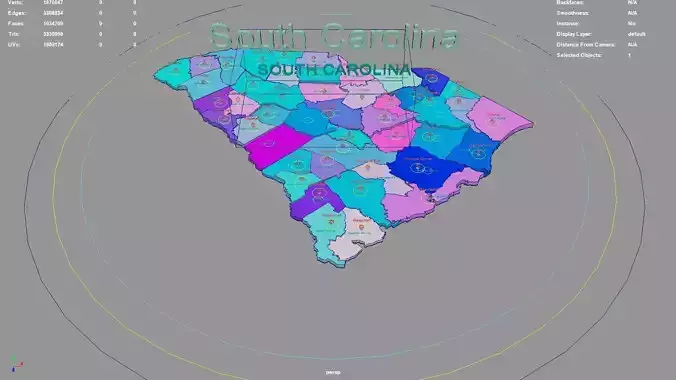 South Carolina  United States USA map region 3D model geography