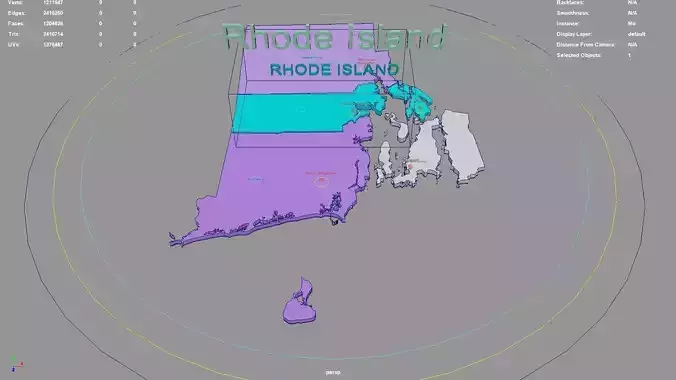 Rhode Island United States USA map region 3D model geography 3D model