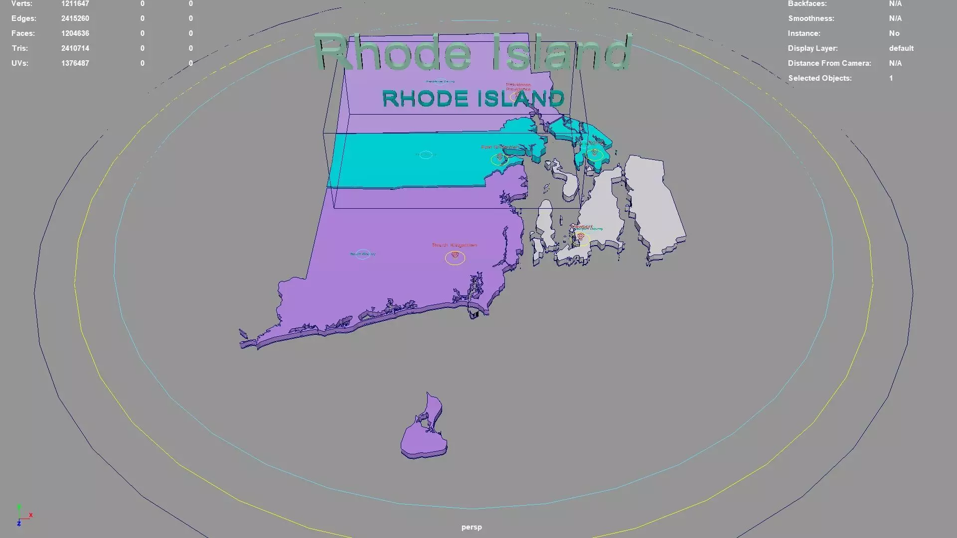 Rhode Island United States USA map region 3D model geography 3D model