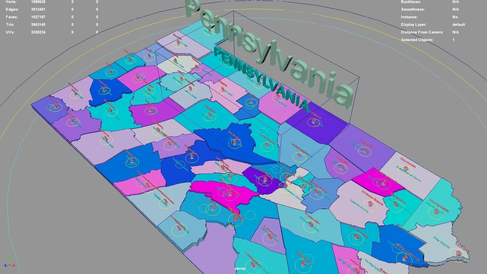 Pennsylvania  United States USA map region 3D model geography 3D model_2