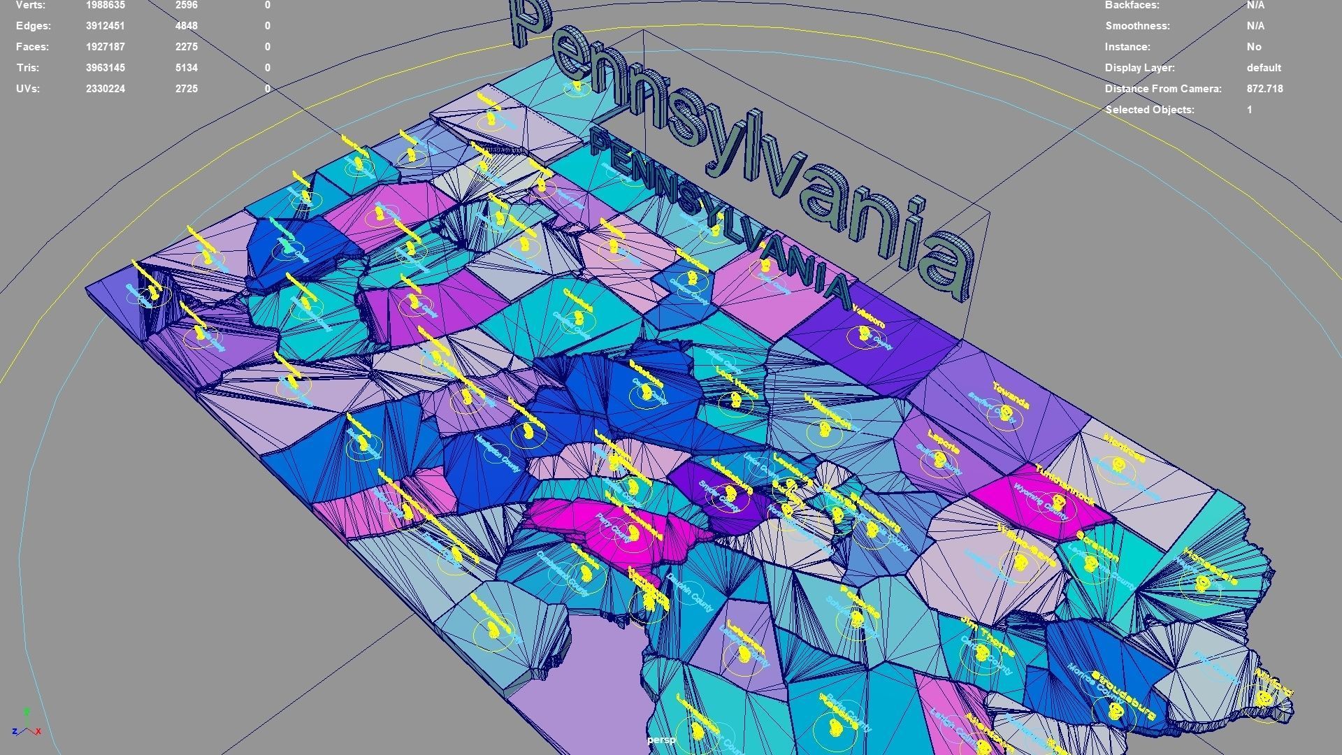 Pennsylvania  United States USA map region 3D model geography 3D model_5
