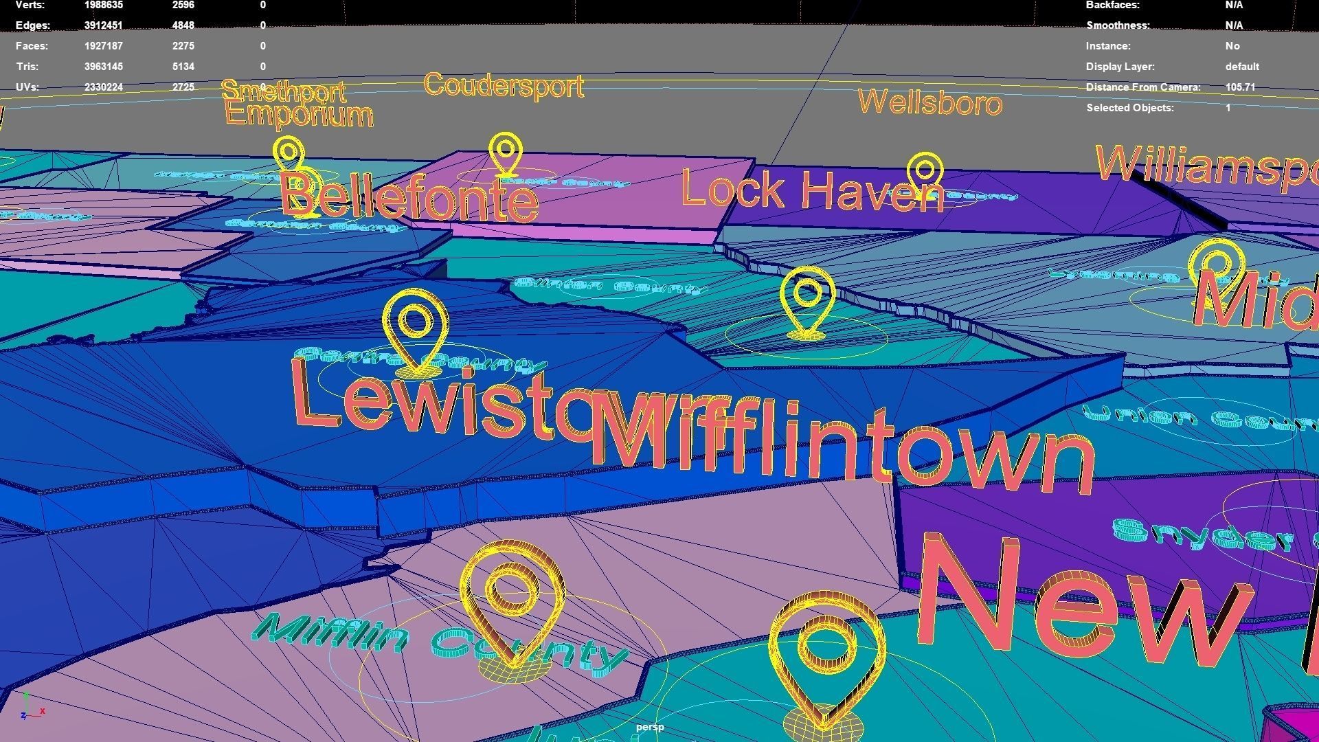 Pennsylvania  United States USA map region 3D model geography 3D model_6