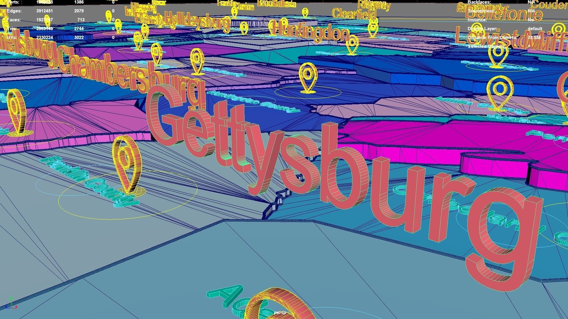 Pennsylvania  United States USA map region 3D model geography 3D model_9