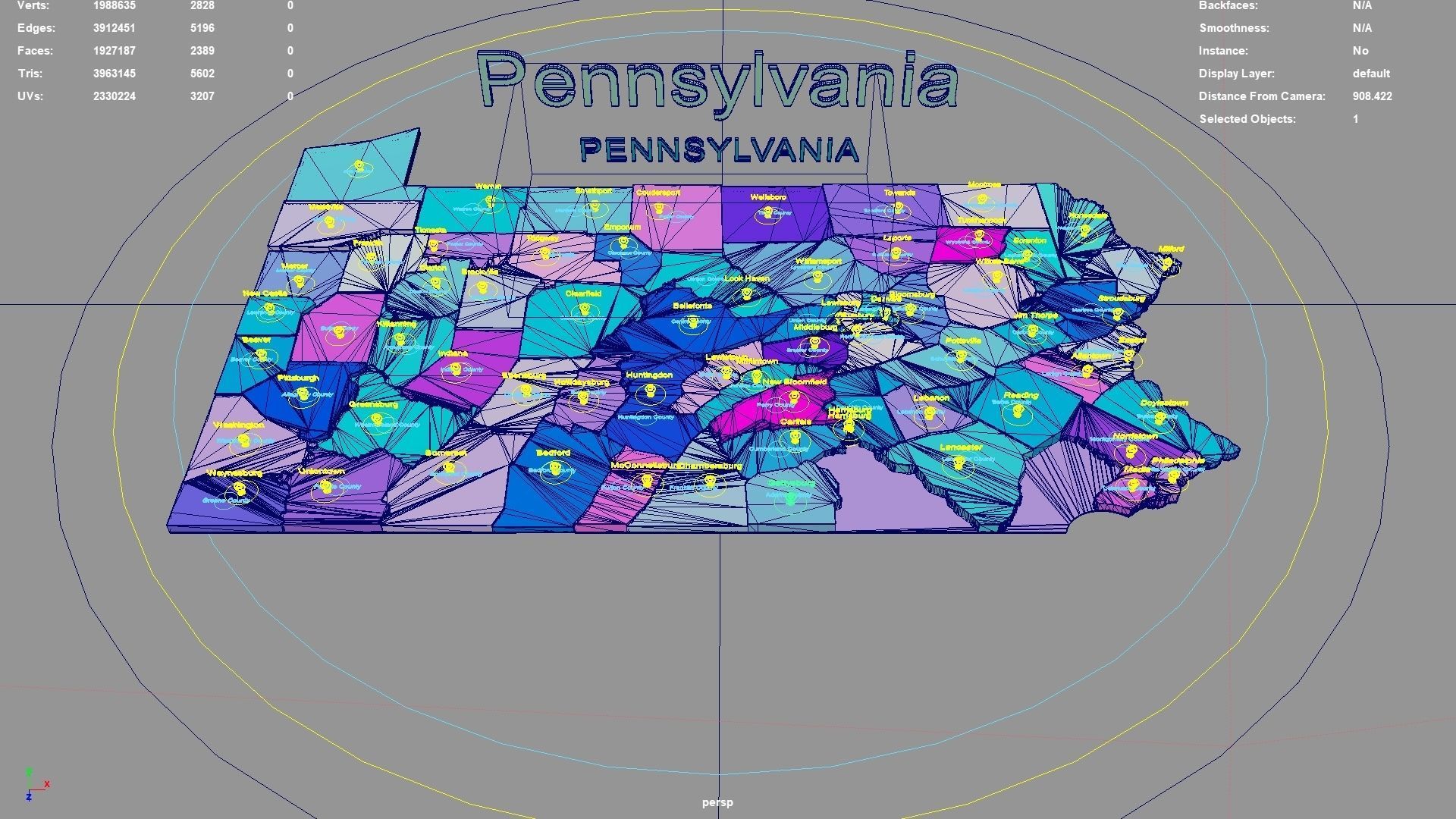 Pennsylvania  United States USA map region 3D model geography 3D model_3