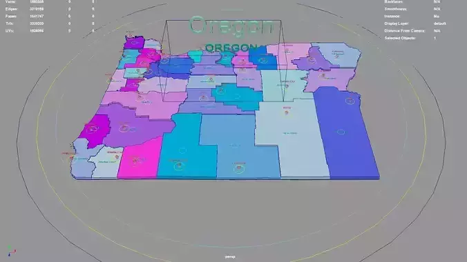 Oregon  United States USA map region 3D model geography