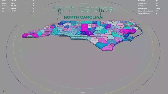 North Carolina  United States USA map region 3D model geography