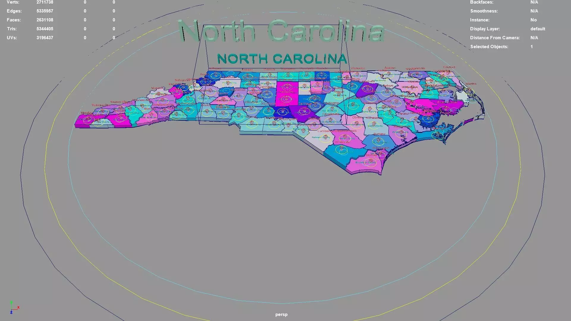 North Carolina United States USA map region 3D model geography 3D model ...