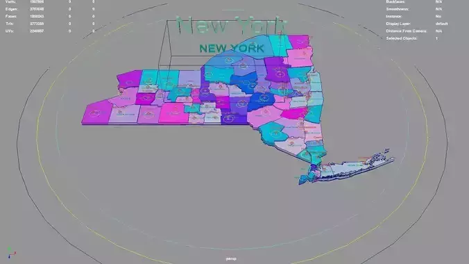 New York  United States USA map region 3D model geography